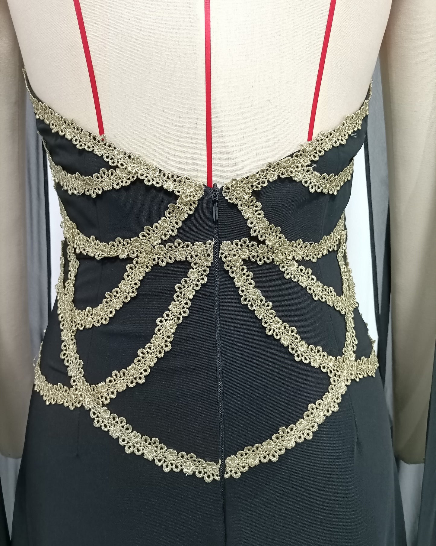 Black Gold Cape Elegant Maxi Dress