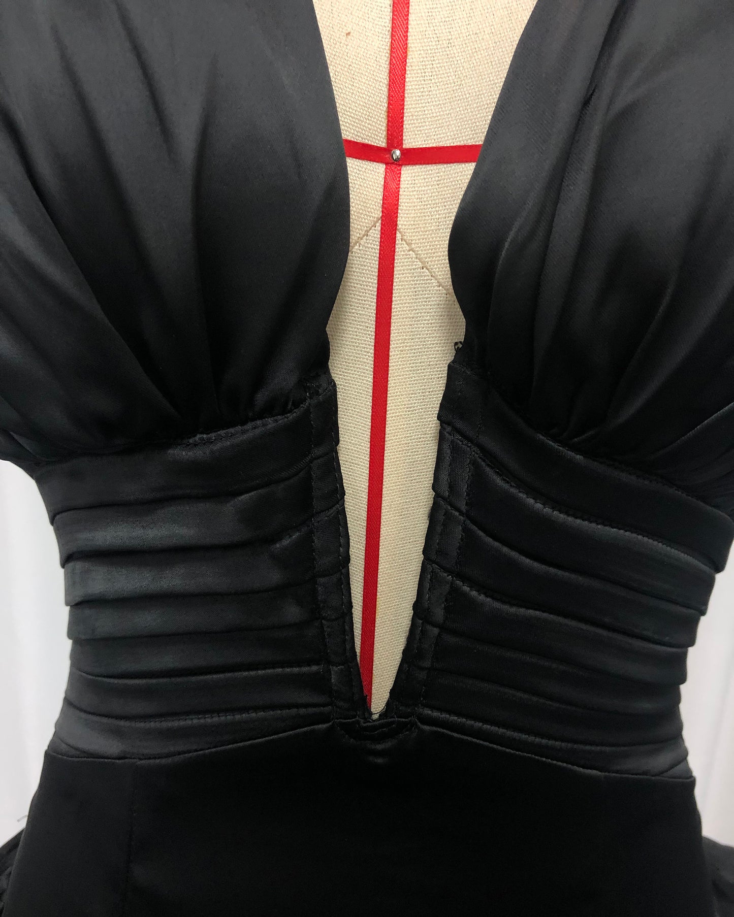 Black Halter Deep V Ruffled Mini Dress