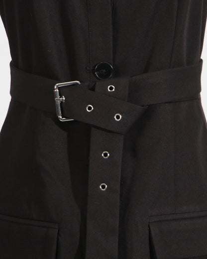 Black Halter Neck Belted Mini Dress