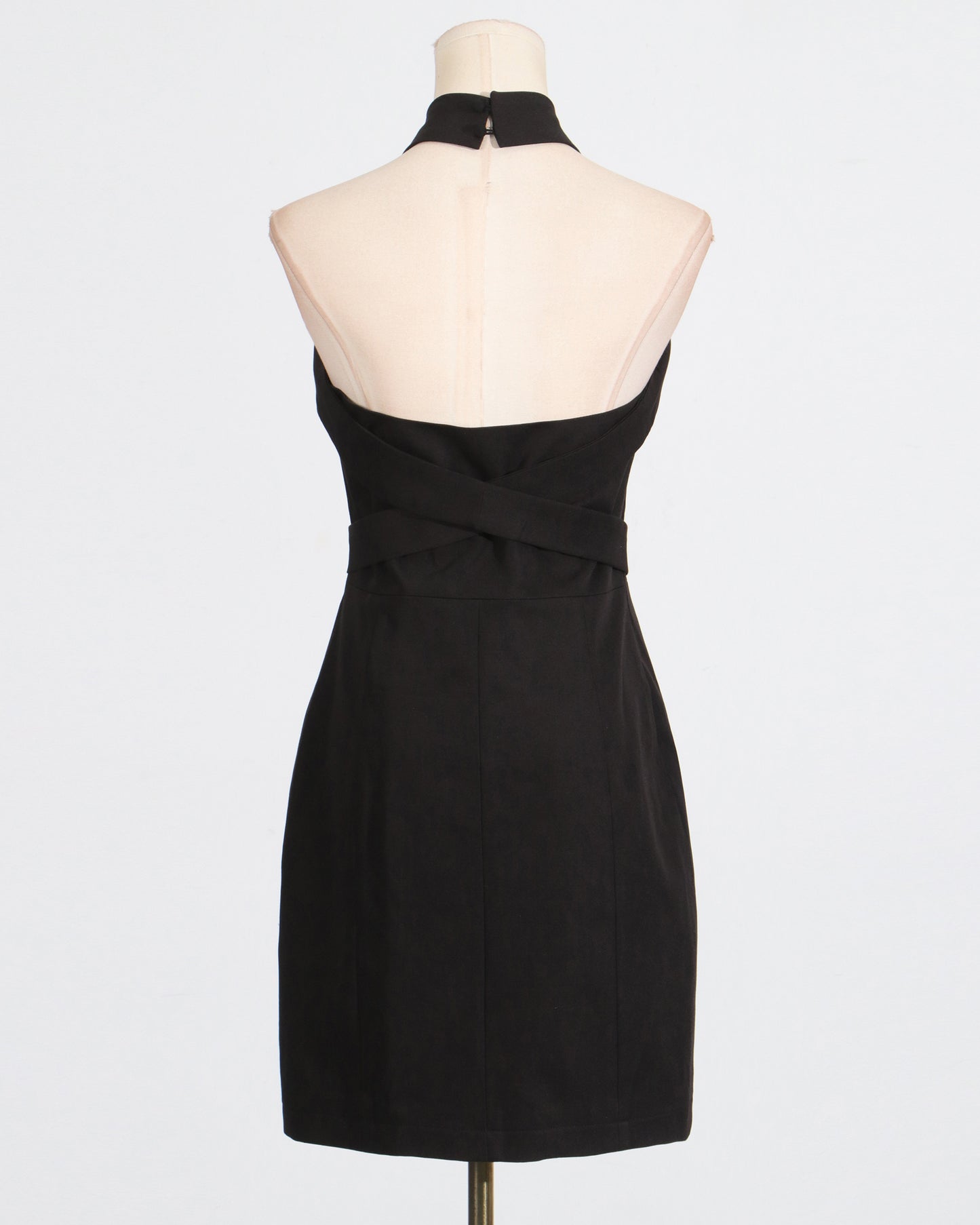 Black Halter Neck Belted Mini Dress