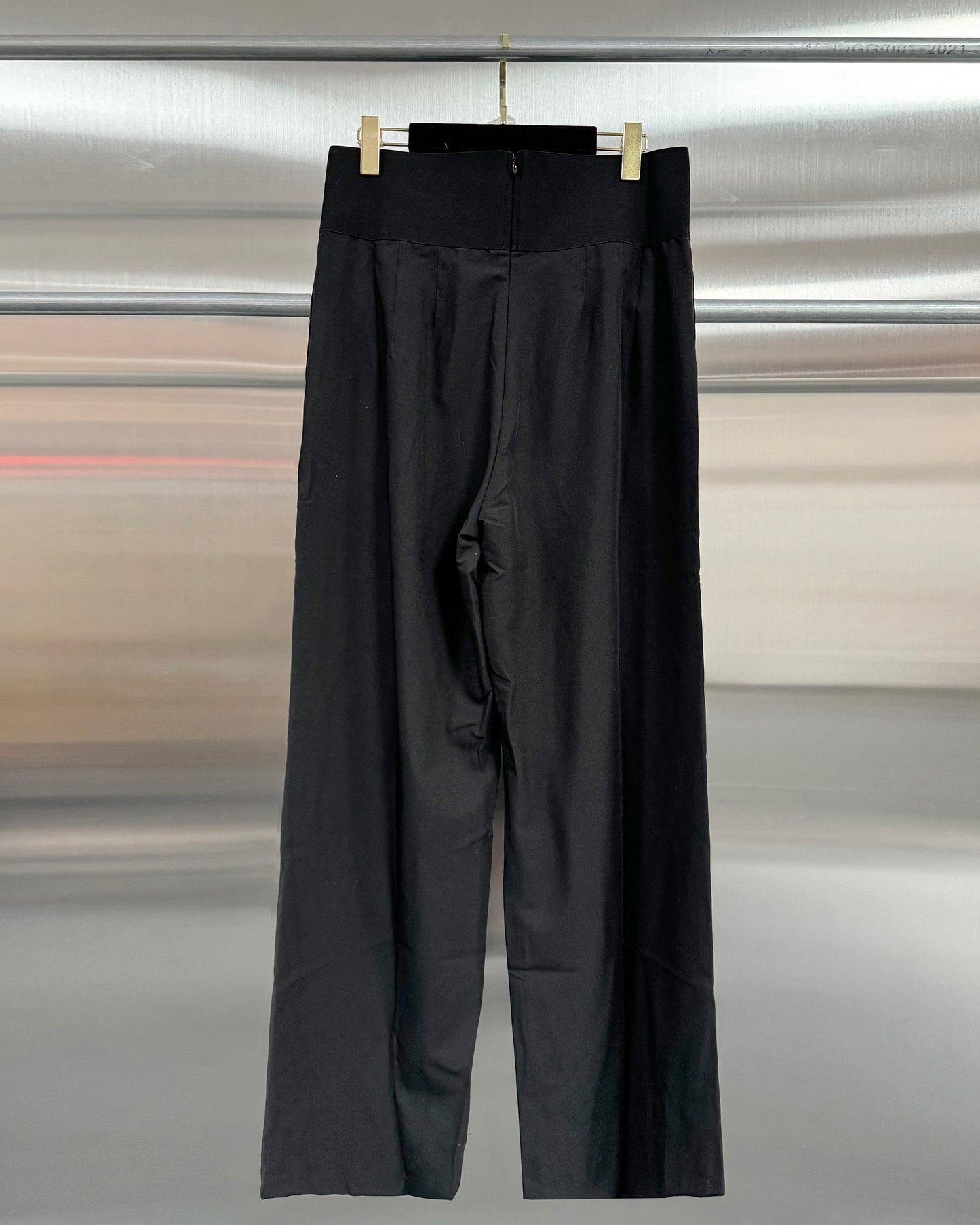 Black High-Waist Wide-Leg Trousers with Belt