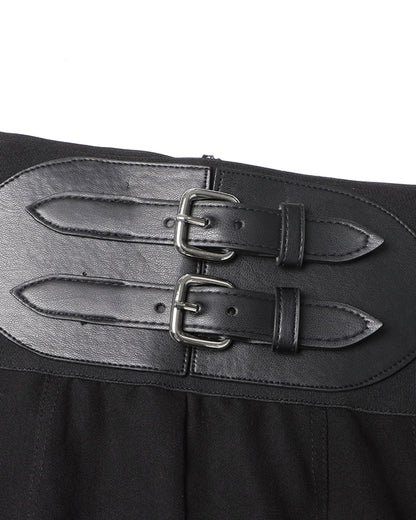 Black High-Waist Wide-Leg Trousers with Belt