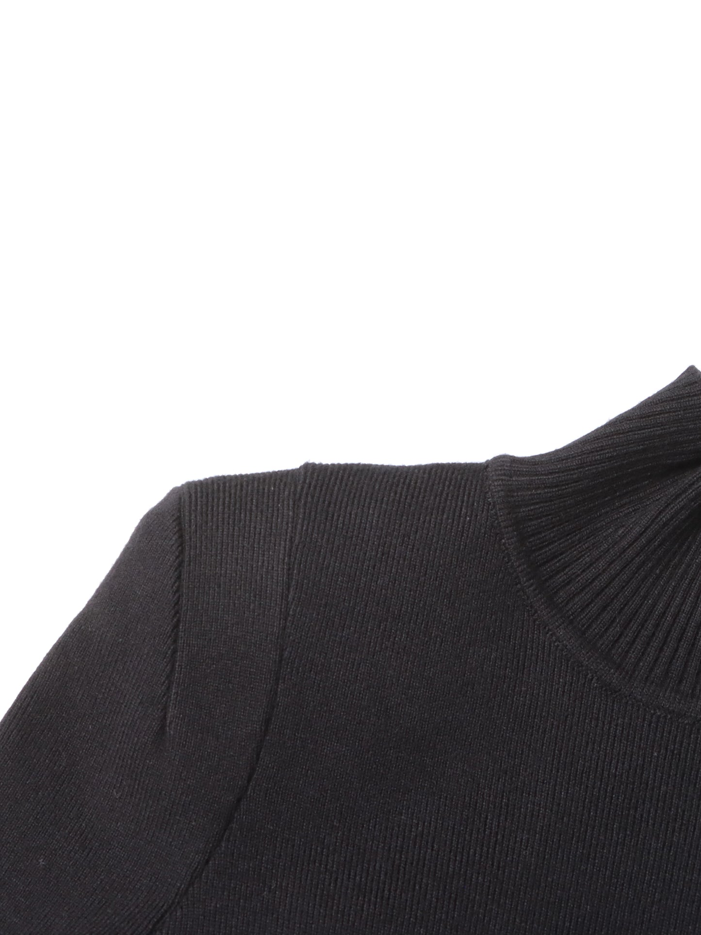 Black High Neck Midi Dress with Leather Buckle Details