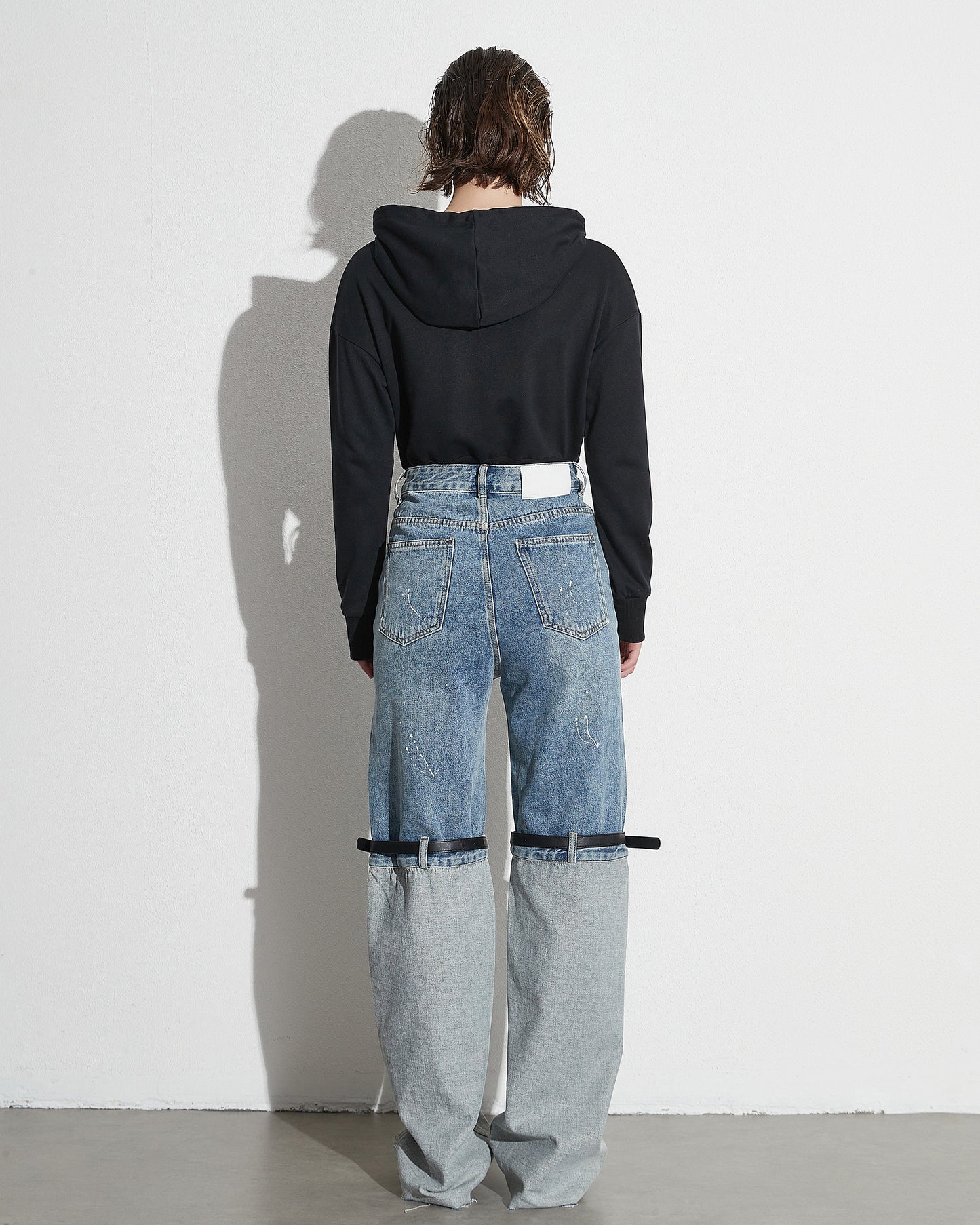 Black Hooded Bodysuit Sweatshirt