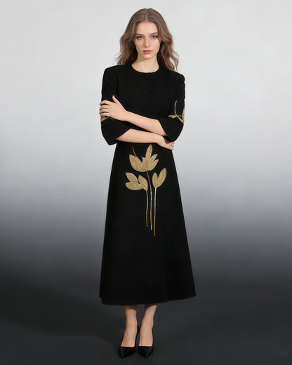 Black Jacket & Embellished Midi Skirt Set