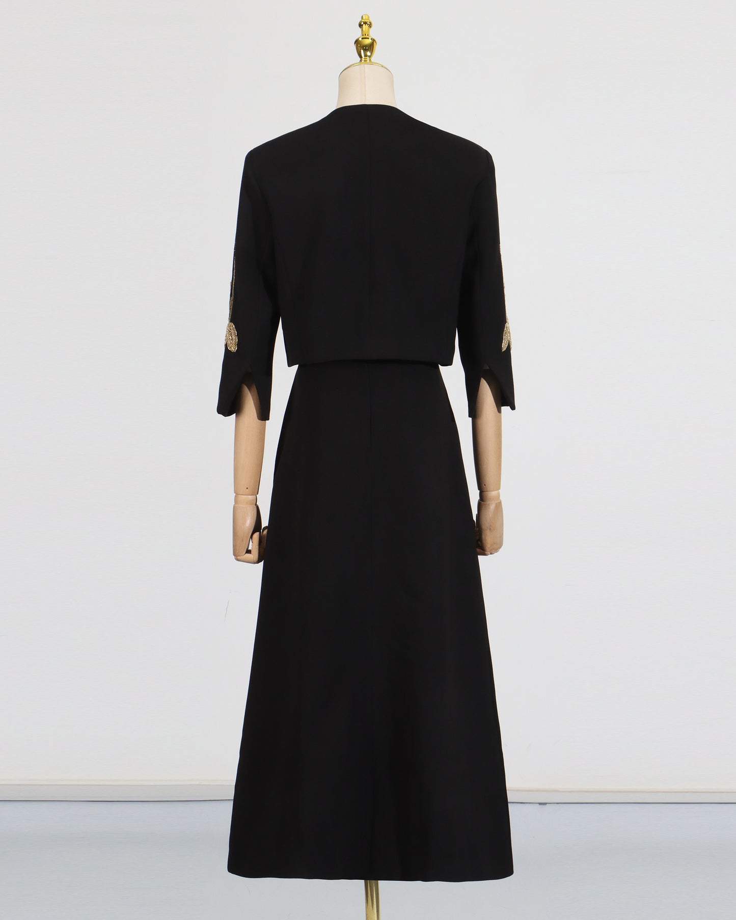 Black Jacket & Embellished Midi Skirt Set