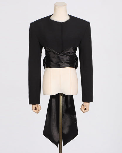 Black Jacket with Back Satin Bow