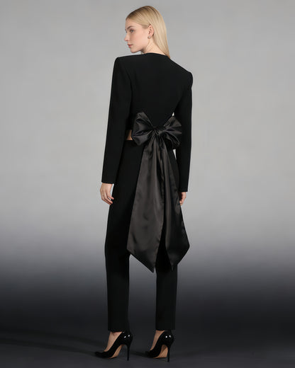 Black Jacket with Back Satin Bow
