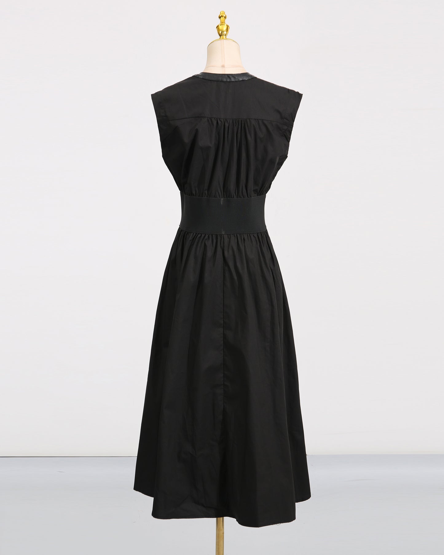 Black Lace-Up Waist Sleeveless Maxi Dress