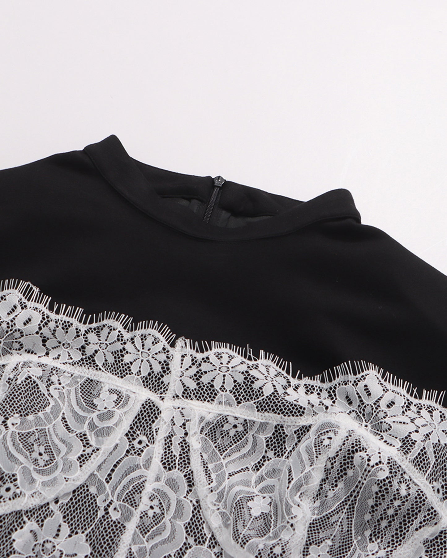 Black Lace Panel Double-Belt Maxi Dress