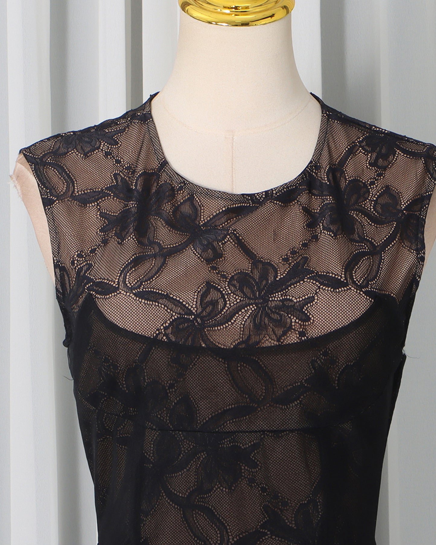 Black Lace Sheer Sleeveless Maxi Dress