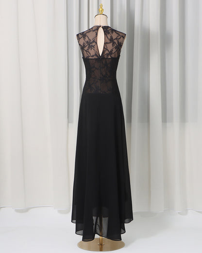 Black Lace Sheer Sleeveless Maxi Dress