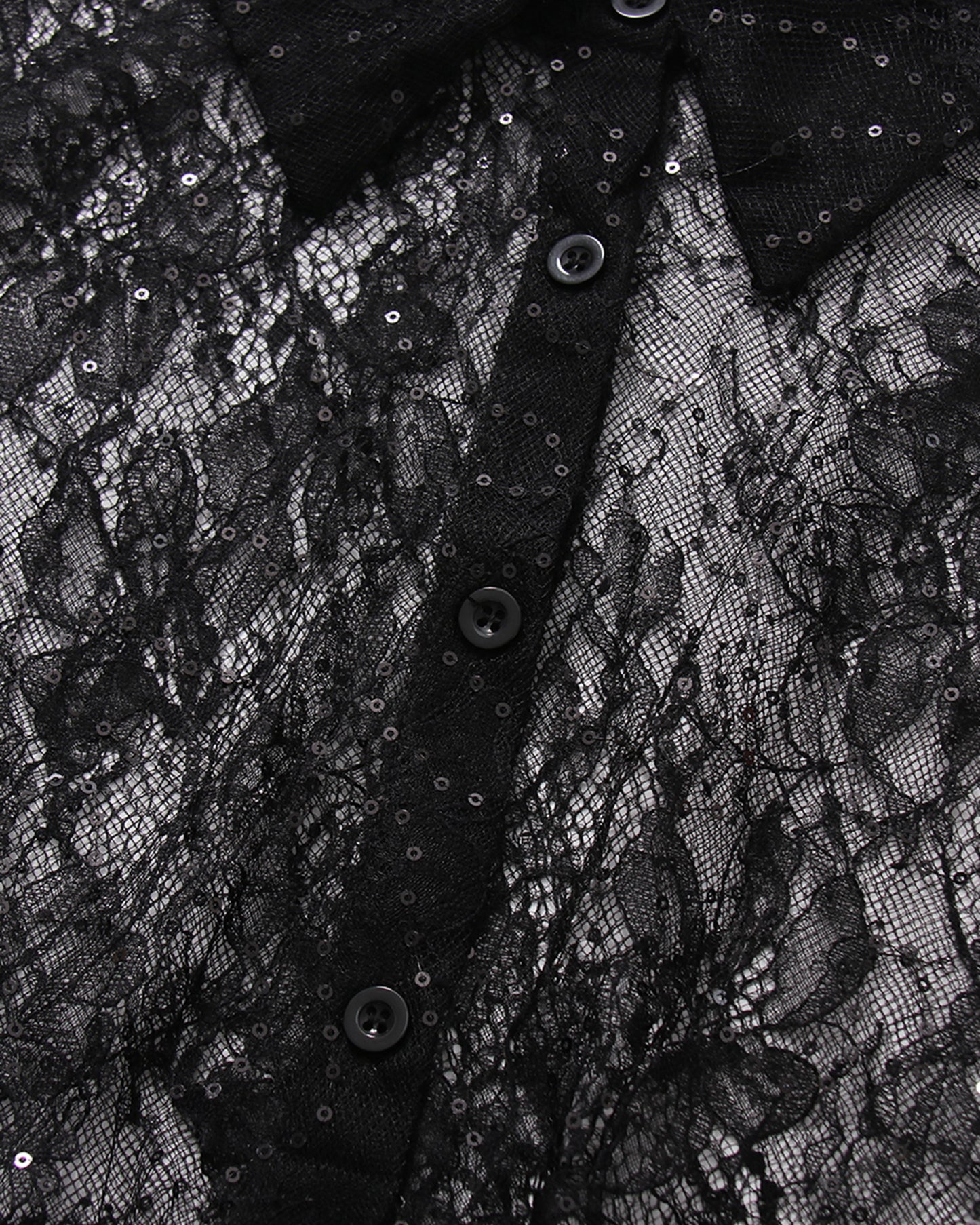 Black Lace Shirt & Satin Dress Two-Piece Set