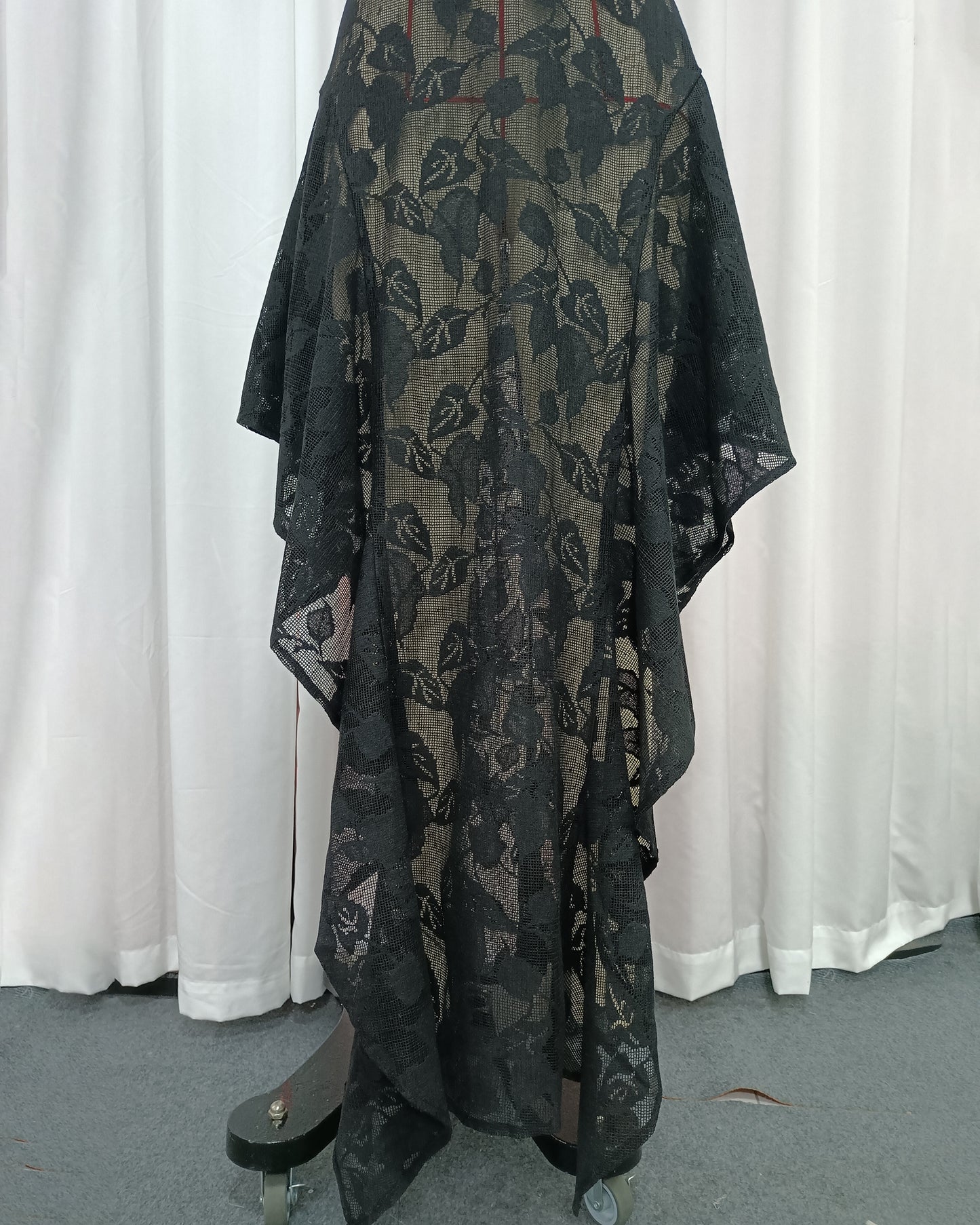 Black Lace Sleeveless Asymmetric Maxi Dress
