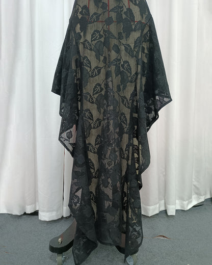 Black Lace Sleeveless Asymmetric Maxi Dress