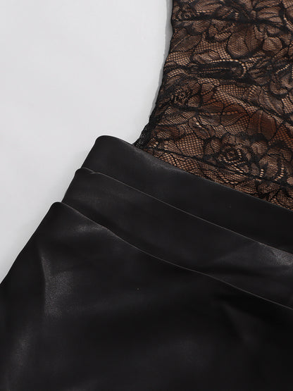 Black Lace & Satin Mermaid Evening Gown