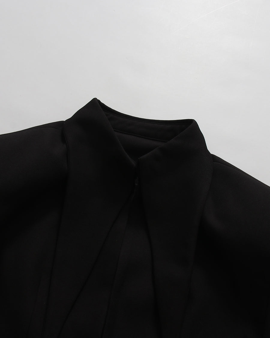 Black Lapel Long Sleeves Cotout Tunic Jacket