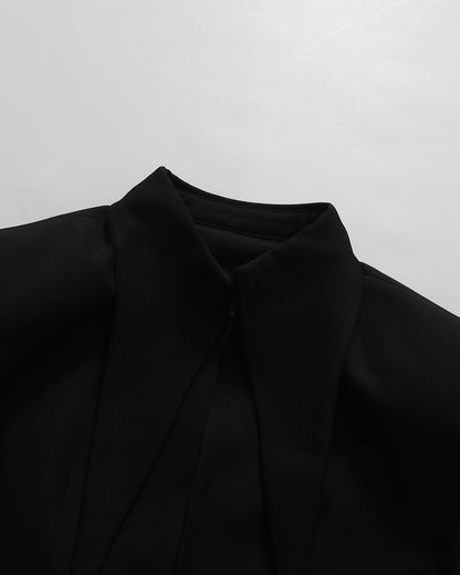 Black Lapel Long Sleeves Cotout Tunic Jacket