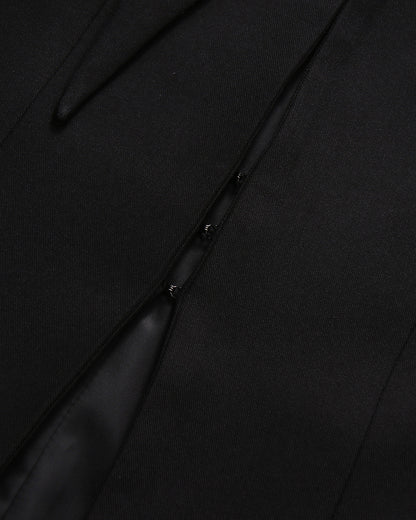 Black Lapel Long Sleeves Cotout Tunic Jacket