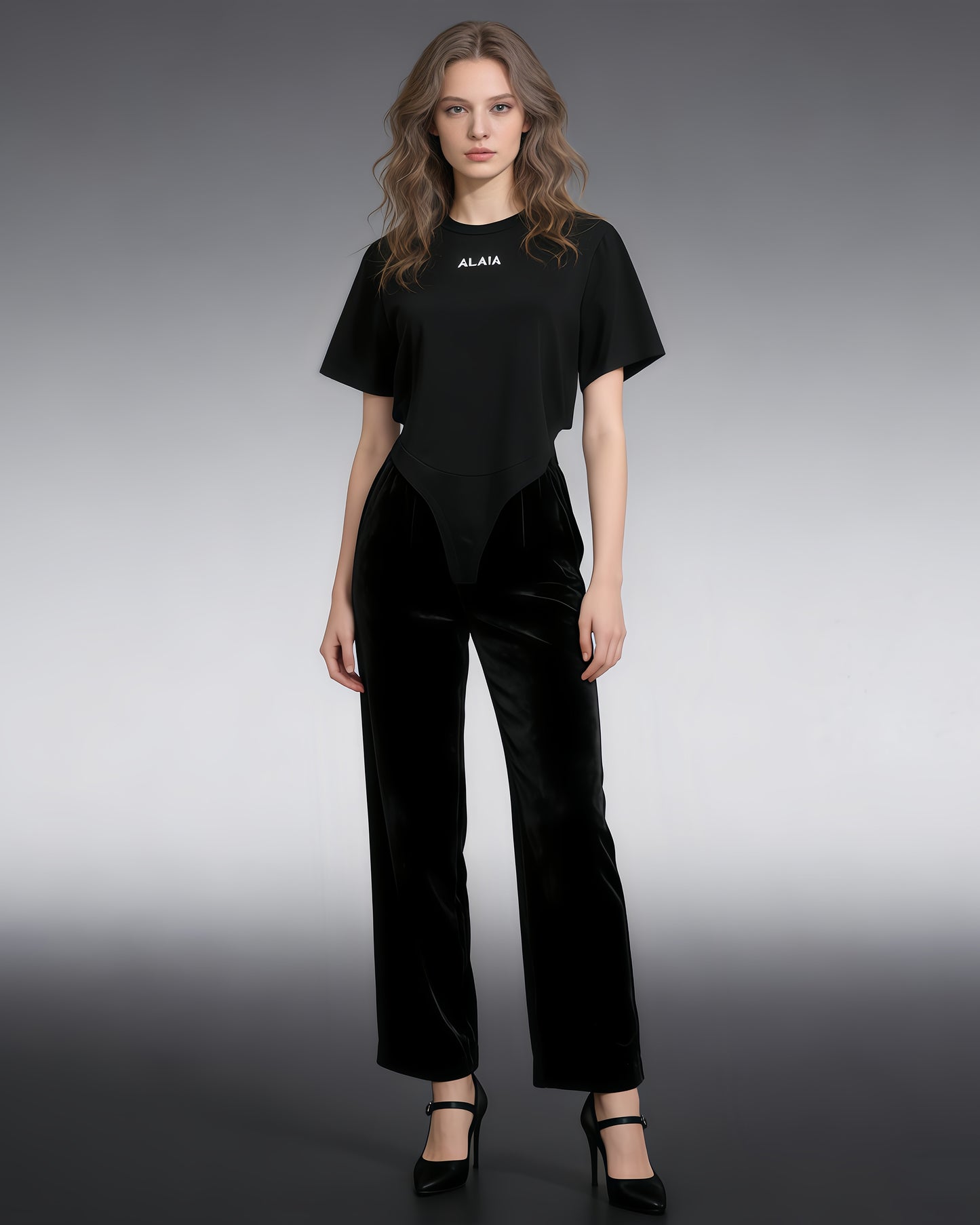 Black Letter Print Short Sleeve Bodysuit