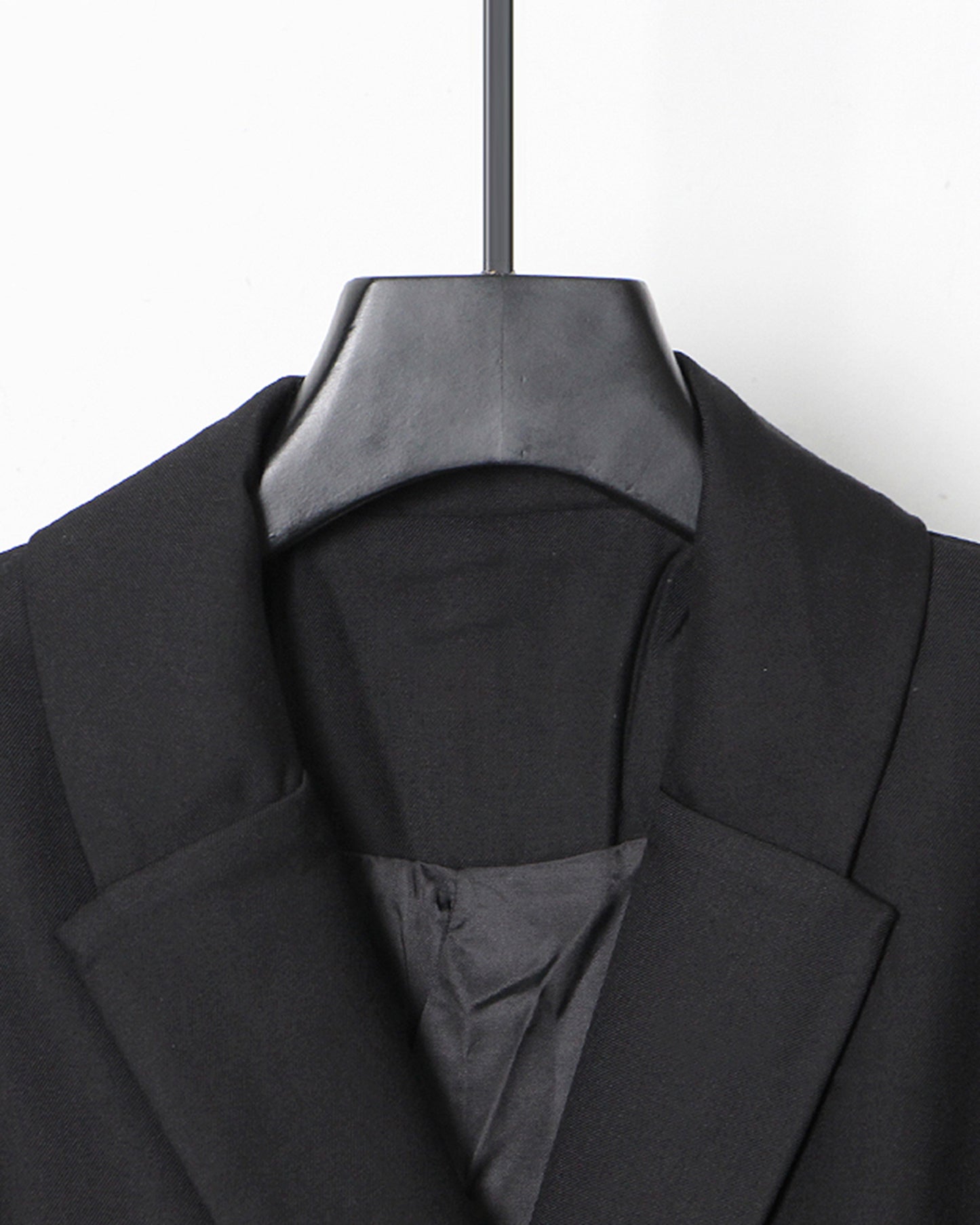 Black Long Jacket with Single Gold Button