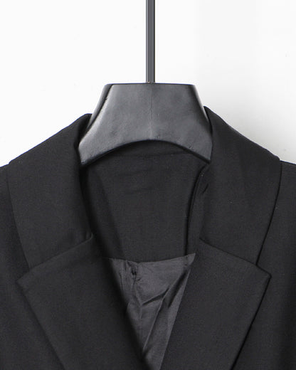 Black Long Jacket with Single Gold Button