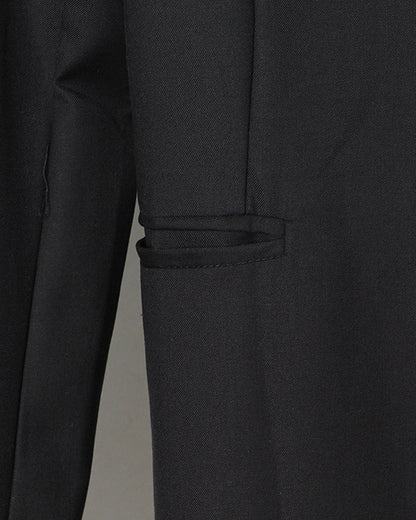 Black Long Jacket with Single Gold Button