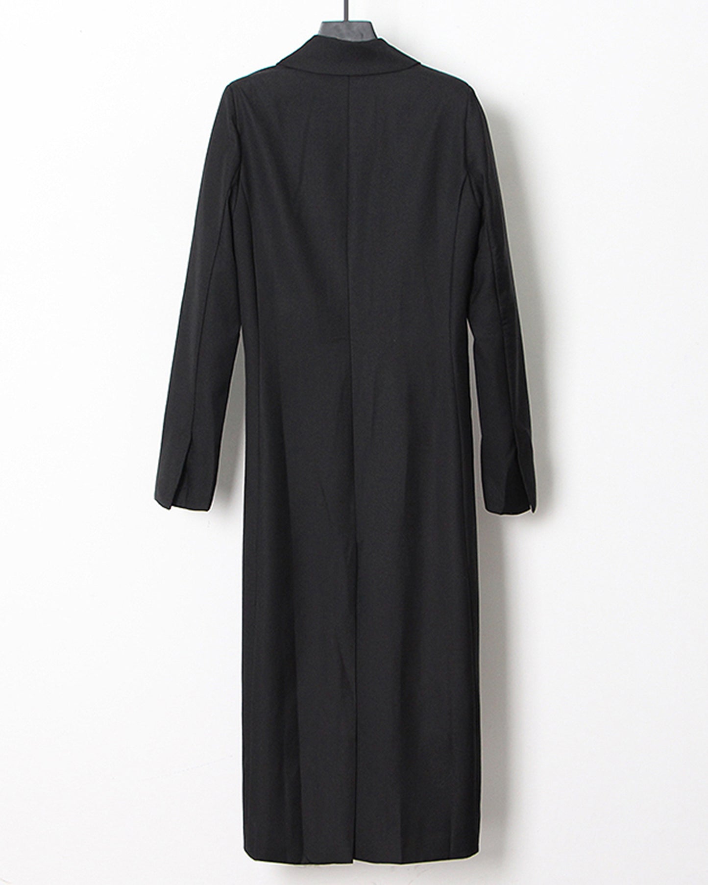 Black Long Jacket with Single Gold Button