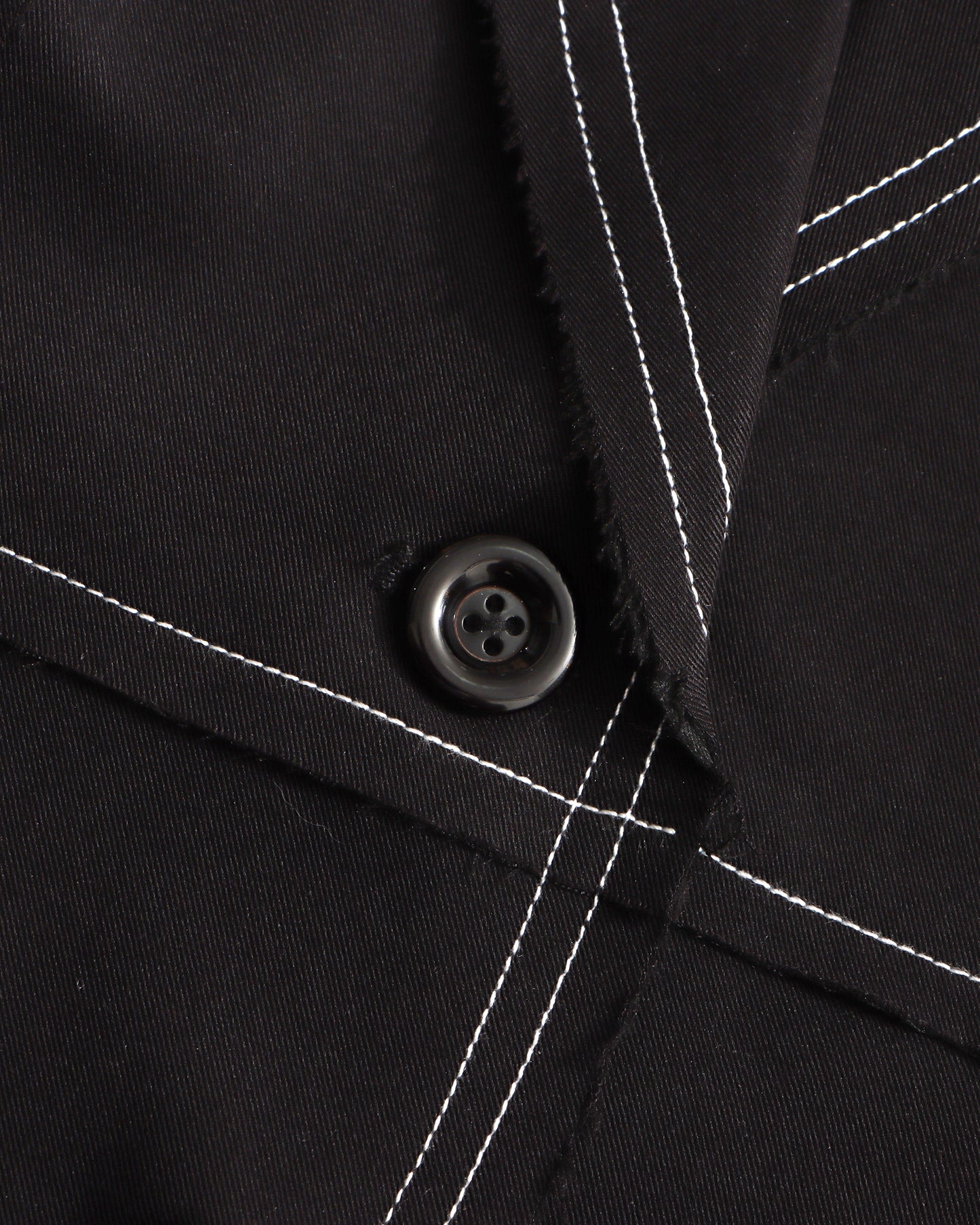 Black Longline Coat with White Contrast Stitching