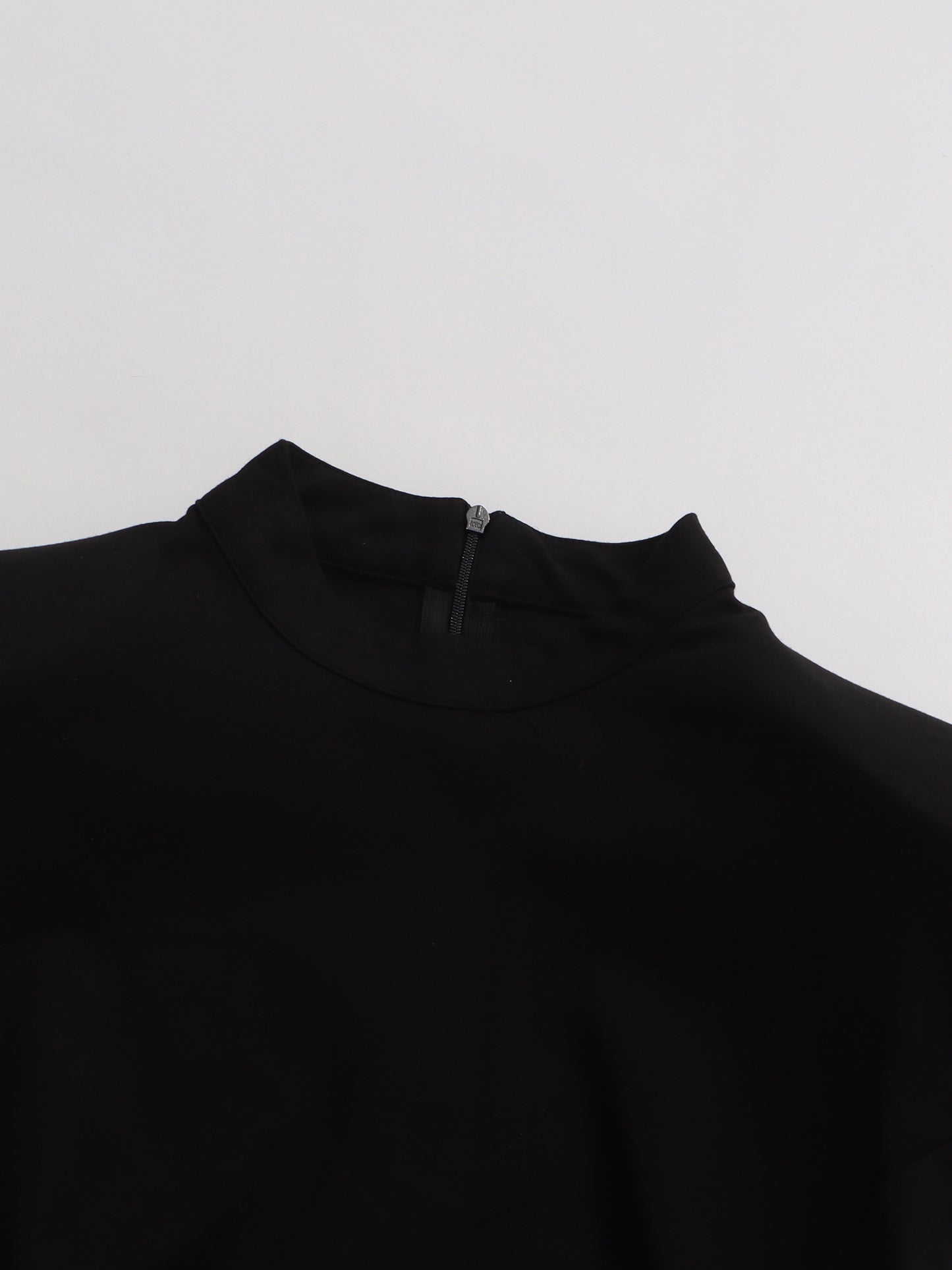 Black Maxi Dress with Gold Zipper & High Neck Detail