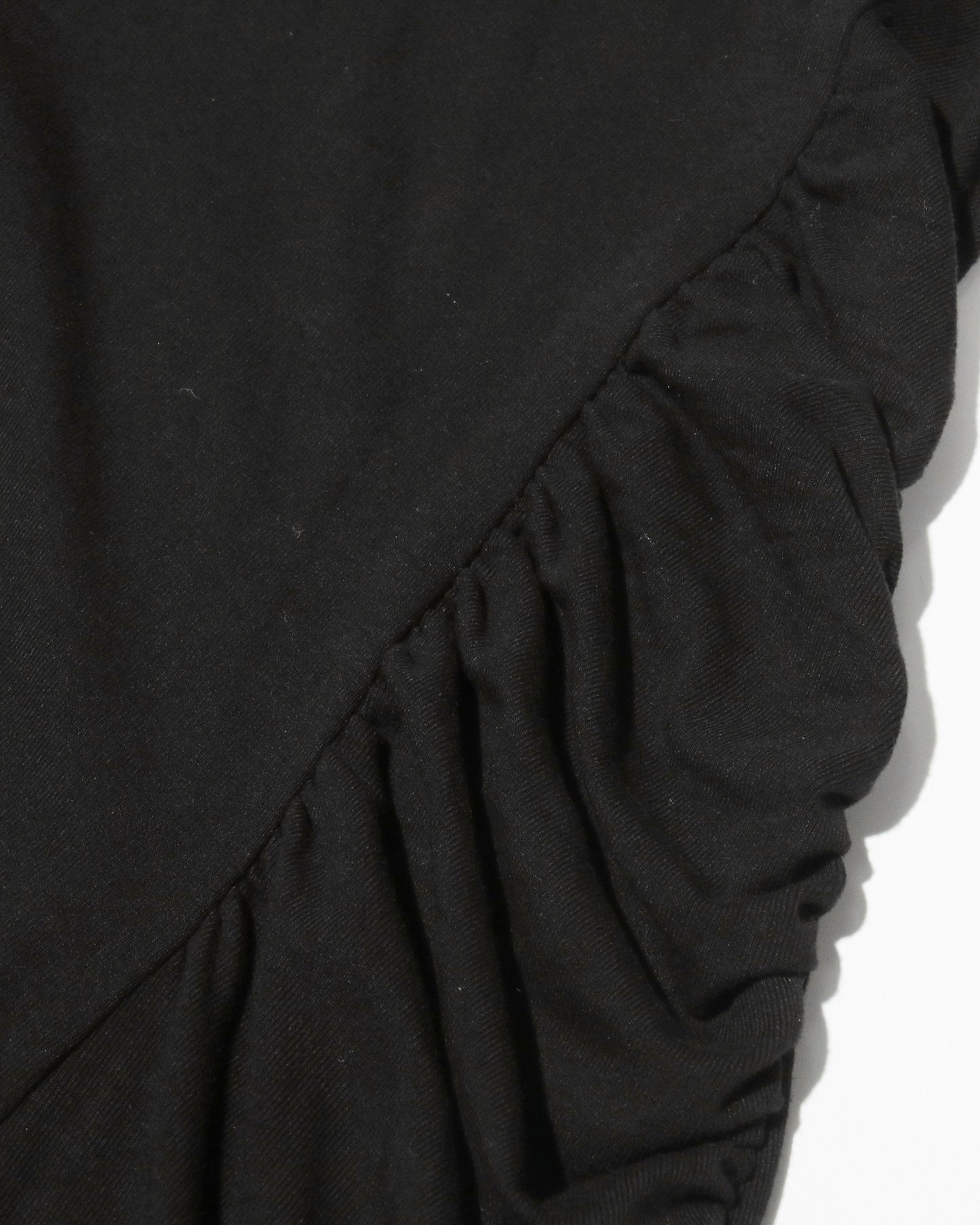 Black Maxi Dress with Ruched Shoulder & V-Neck