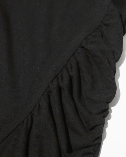 Black Maxi Dress with Ruched Shoulder & V-Neck