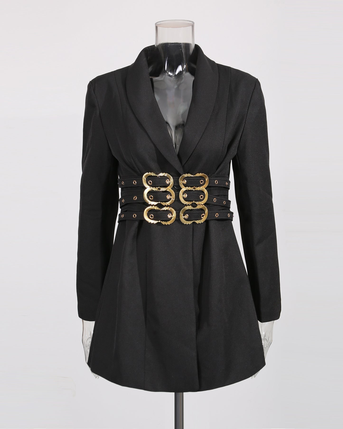 Black Metal Buckle Corset Blazer