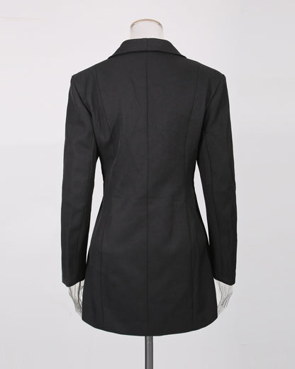 Black Metal Buckle Corset Blazer