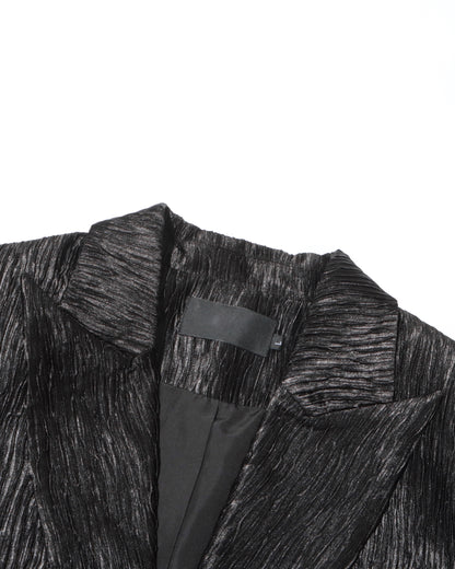 Black Metallic Double-Breasted Blazer