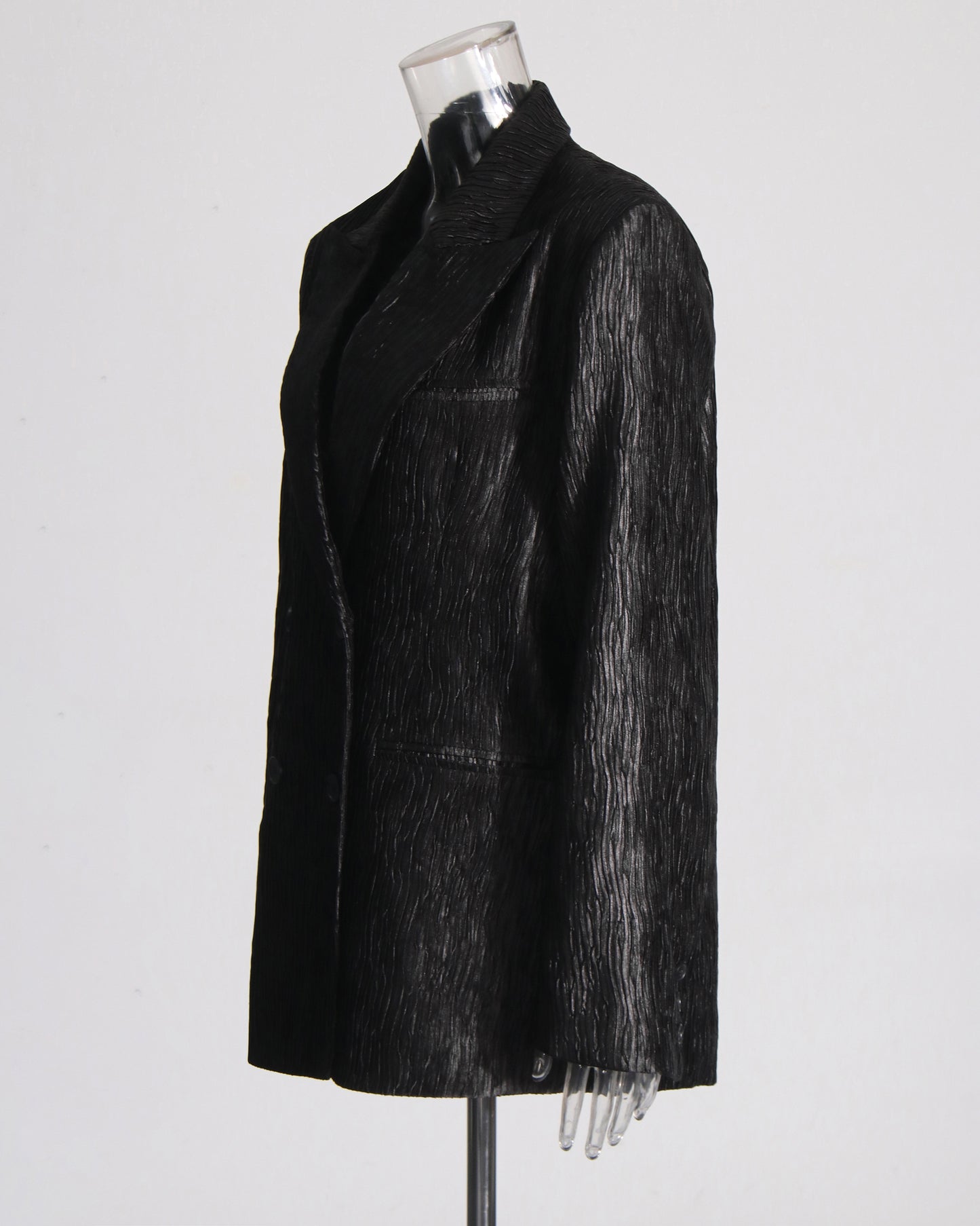 Black Metallic Double-Breasted Blazer