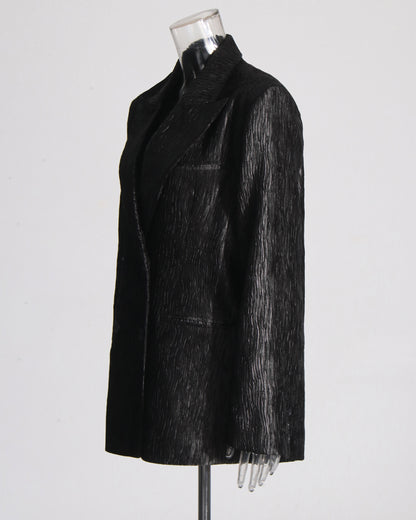 Black Metallic Double-Breasted Blazer