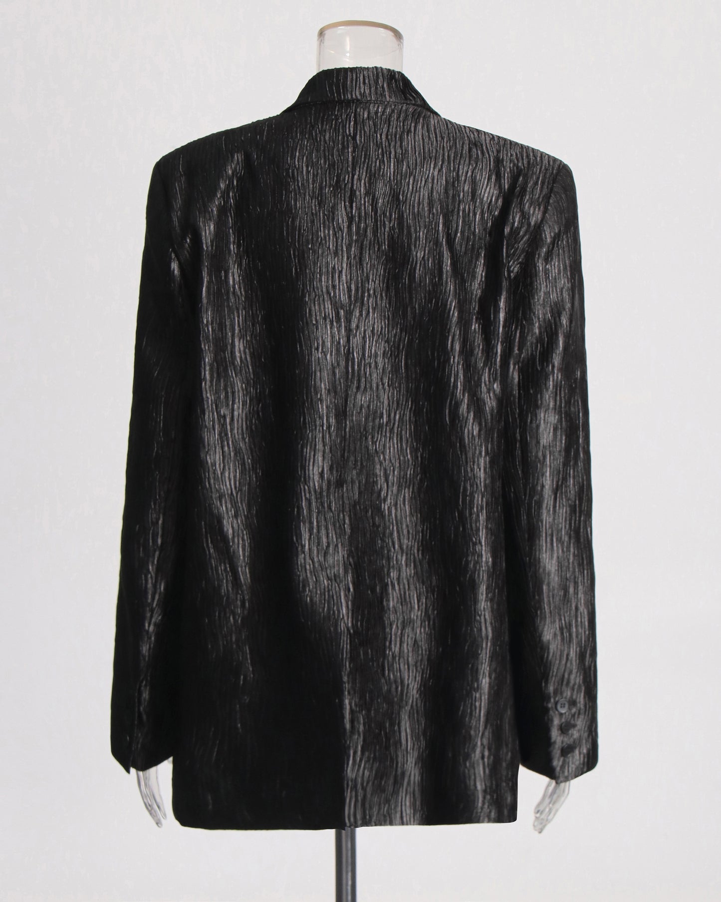 Black Metallic Double-Breasted Blazer