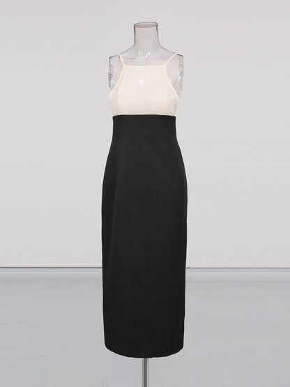 Black Midi Dress with White Lace Capelet Set