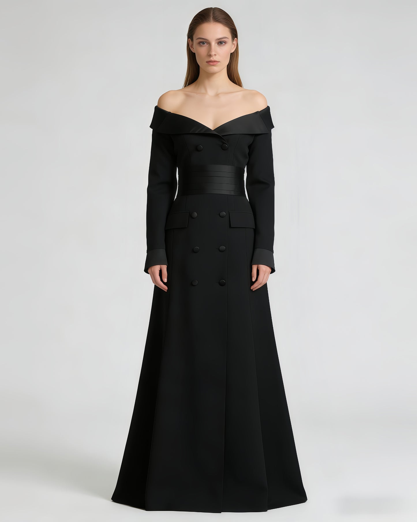 Black Off-Shoulder Blazer Mermaid Maxi Dress