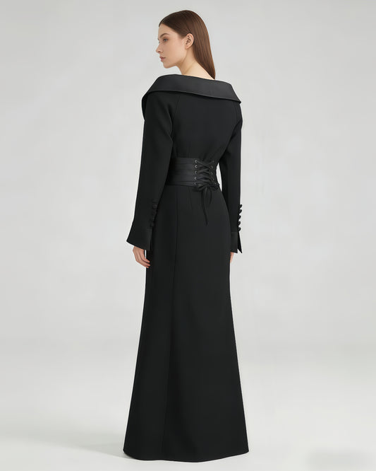 Black Off-Shoulder Blazer Mermaid Maxi Dress
