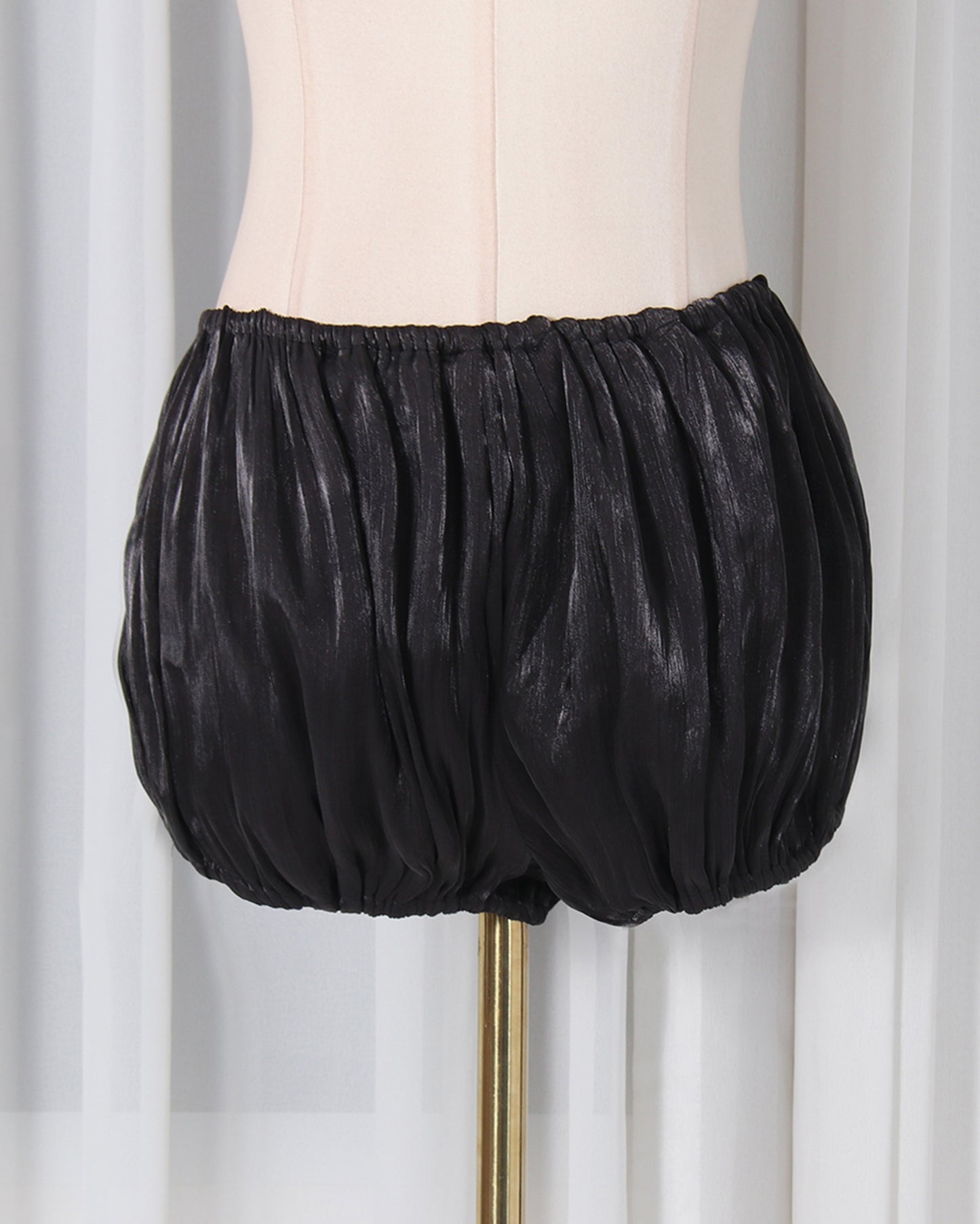 Black Off-Shoulder Ruched Puff Sleeve Mini Dress