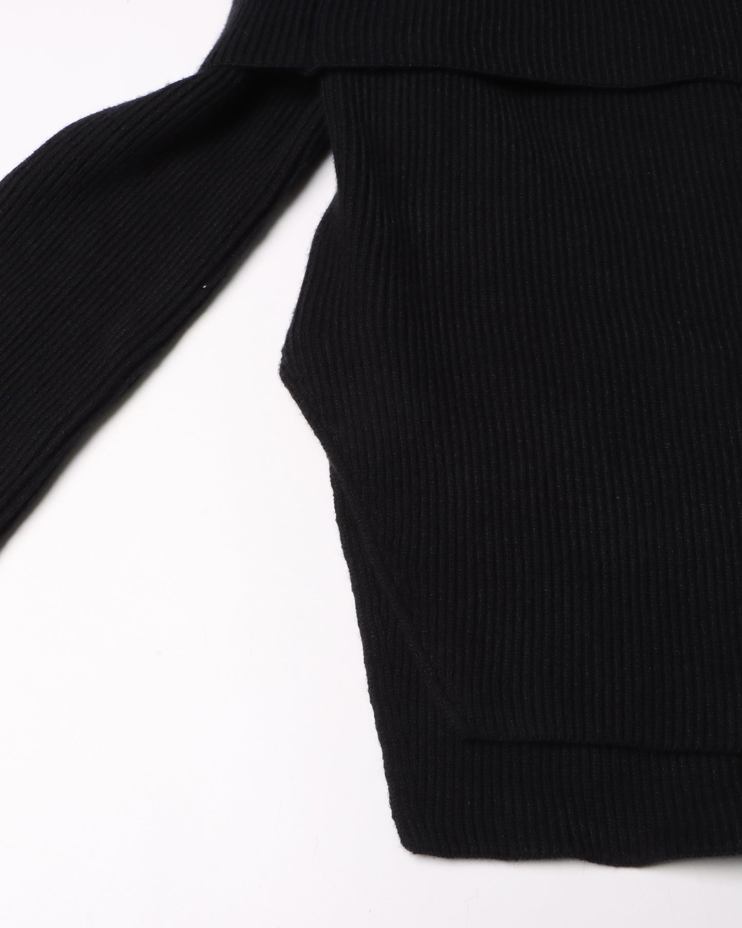 Black Off-the-Shoulder Ribbed Knit Top