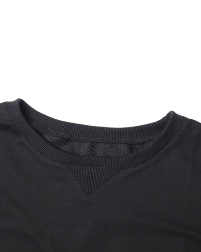 Black Oversized Balloon-Sleeve Crewneck Sweatshirt