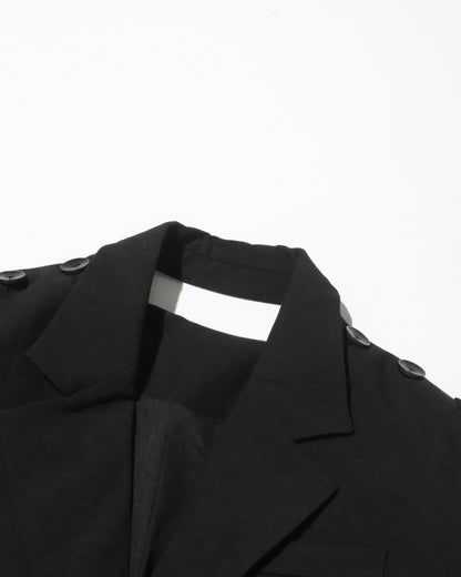 Black Oversized Blazer with Shoulder Buttons