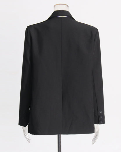 Black Oversized Blazer with Shoulder Buttons