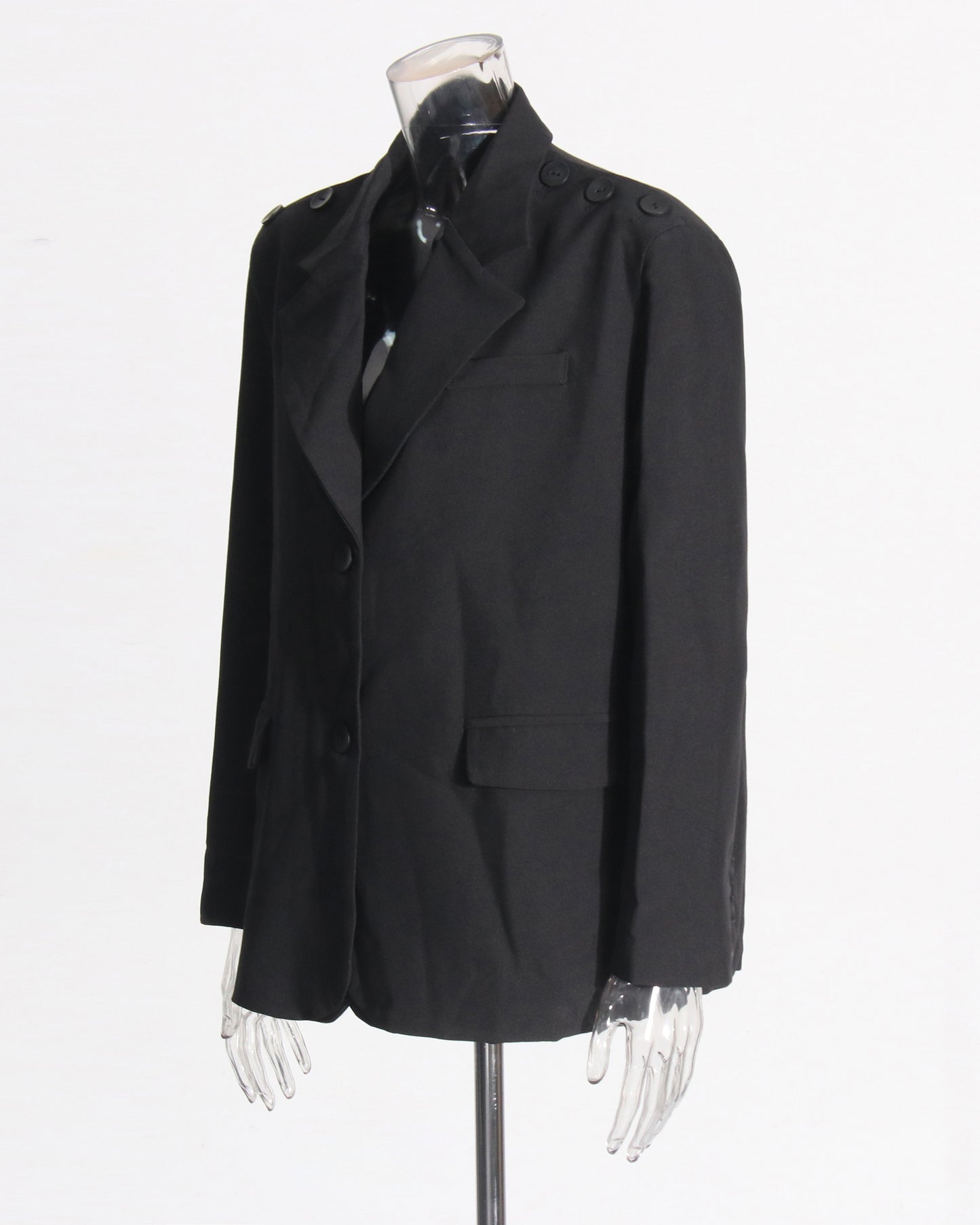 Black Oversized Blazer with Shoulder Buttons