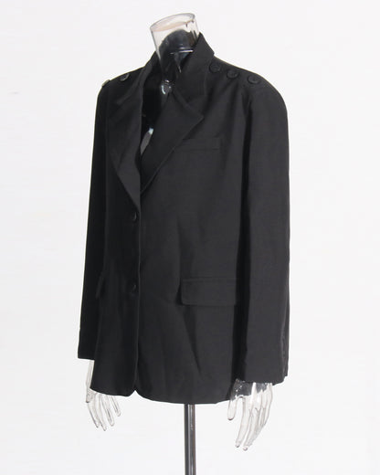 Black Oversized Blazer with Shoulder Buttons
