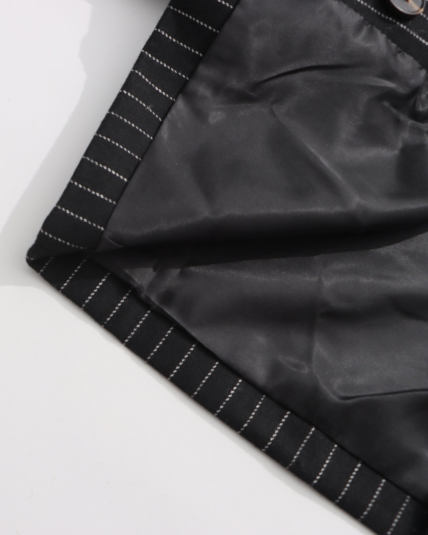 Black Pinstripe Double-Breasted Cropped Blazer