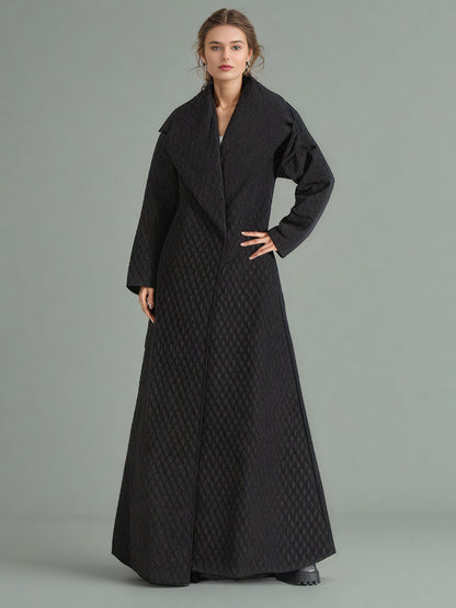 Black Quilted Long Trench Coat